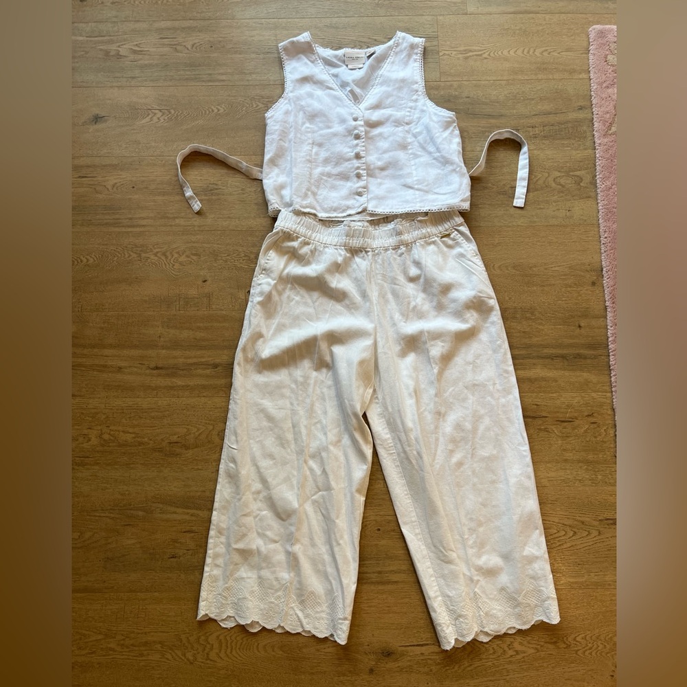 Laura Ashley vest and linen pants set